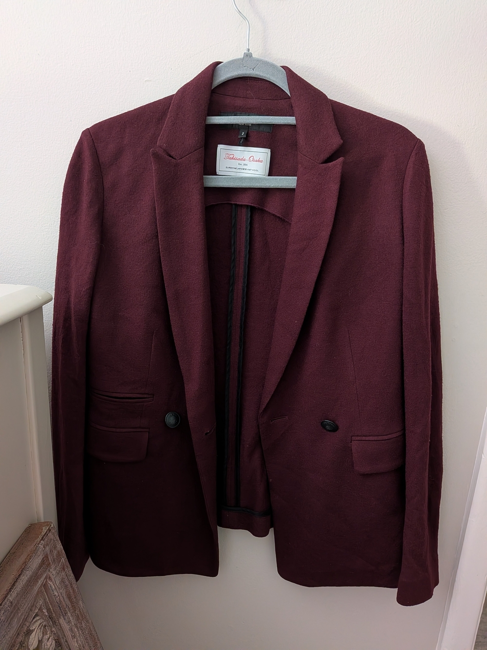 rag & bone x Takisada-Osaka Maroon Knit Wool Blazer Sz2